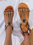 Vintage Beaded Comfort Soft Sole Strap Sandals