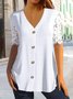Plain Vintage V Neck Jersey Blouse