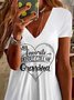 Mother's Day Casual Jersey Text Letters V Neck Dress