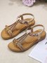 Vintage Beaded Comfort Soft Sole Strap Sandals