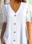 Plain Vintage V Neck Jersey Blouse