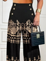 Ethnic Buckle Casual Jersey Pants