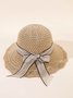 Holiday Straw Lace Bow Hat Beach Boho Women's Accessories