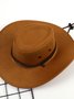 Vintage Plain Drawstring Wide Brim Hat Western Ethnic Cowboy Hat