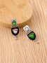 Vintage Silver Metal Two Tone Crystal Earrings Ethnic Casual Women