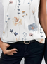 Floral Casual Buttoned Asymmetrical Tank Top