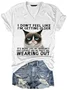 Women's Funny Qoute  Grumpy Cat Crew Neck Loose Casual T-Shirt