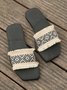 Black And White Ethnic Embroidery Tassel Beach Slippers