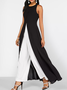 Contrast Black Round Neck Sleeveless Jumpsuit