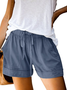 Plus Size Casual Pocket Stitching Loose Plain Shorts