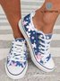 Cherry Blossoms Fringe Decor Lace-Up Canvas Shoes
