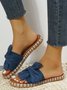 Beach Blue Knotted Upper Straw Sole Slippers