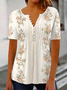 Casual Notched Floral Buttoned Shirt