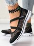 Breathable Hollow out Lace Panched Casual Slip-on Sneakers