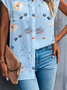 Buttoned Loose Casual Floral Blouse
