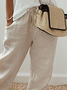 Plus Size Cotton Lace-Up Loose Casual Pants