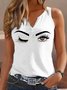 Abstract Casual Notched Regular Fit Tank Top