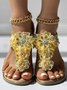 Rhinestone Floral Comfy Sole Beach Thong Sandals