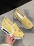 Mesh Ripped Denim Raw Hem Slip On Muffin Sneakers