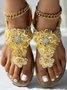 Rhinestone Floral Comfy Sole Beach Thong Sandals
