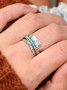 Ethnic Silver Metal Turquoise Ring Retro Casual Women's Jewelry