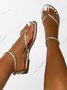 Rhinestone Adjustable Slip On Thong Sandals