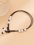 Casual Pearl Beaded Leather Multi-layered Anklet Vacation Vintage Women's Jewelry