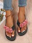 Floral Applique Beach Flip-Flops