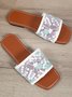 Plants Embroidery Mesh Wide Strap Slide Sandals