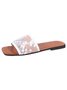 Plants Embroidery Mesh Wide Strap Slide Sandals