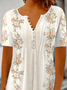 Casual Notched Floral Buttoned Shirt