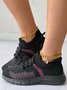 Breathable Contrast Lace-up Decor Sneakers
