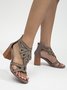 Shining Rhinestone and Imitation Pearls Party Chunky Heel Sandals