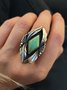 Vintage Silver Metal Turquoise Ring Ethnic Casual Women's Jewelry