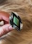 Vintage Silver Metal Turquoise Ring Ethnic Casual Women's Jewelry