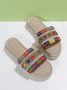 Color Block Espadrille Platform Slide Sandals