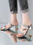 Fashion Party Rhinestone Strip Block Heel Sandals