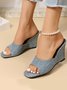 Casual Square Toe Wedge Slippers