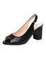 Peep-Toe Slingback Chunky Heel Sandals