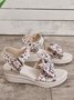 Floral Bow Wedge Holiday Sandals