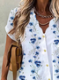 Mother's DAY V Neck Casual Loose Floral Tunic Top