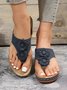 Vintage Floral Applique Wedge Heel Massage Slide Sandals