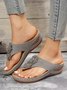 Vintage Floral Applique Wedge Heel Massage Slide Sandals