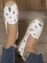 Women Breathable Broken Hole Canvas Espadrille Flats