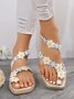 Floral Applique Toe Ring Beach Bridal Sandals
