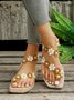 Floral Applique Toe Ring Beach Bridal Sandals