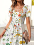 Floral Crew Neck Loose Casual Dress
