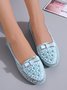 Elegant Applique Bowknot Decor Lace Split Joint Flat Shoes