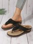 Vintage Floral Applique Wedge Heel Massage Slide Sandals