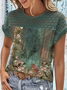 Floral Lace Crew Neck Casual Shirt